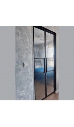 Drzwi loftowe podwójne loftowe z ryflowanym szkłem