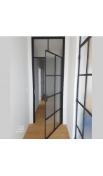Drzwi loftowe z szkłem ornamentowym o tradycyjnym wzorze