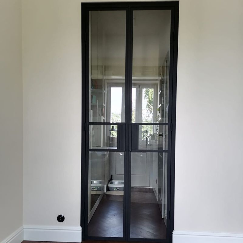 Drzwi loftowe dwuskrzydłowe szkło bezbarwne