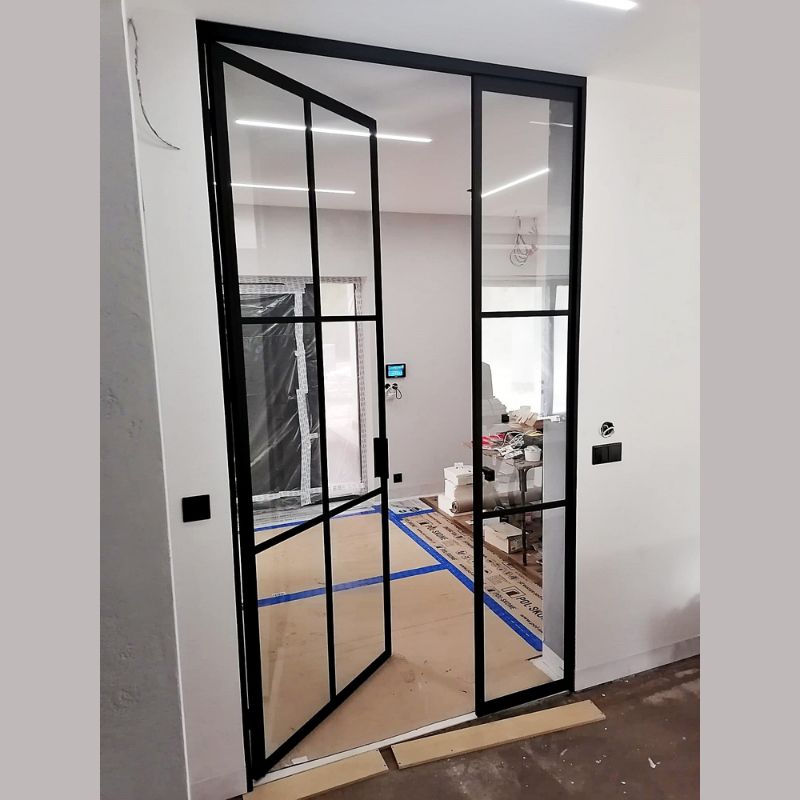 Drzwi loftowe stalowo-szklane na zawiasach 270 cm