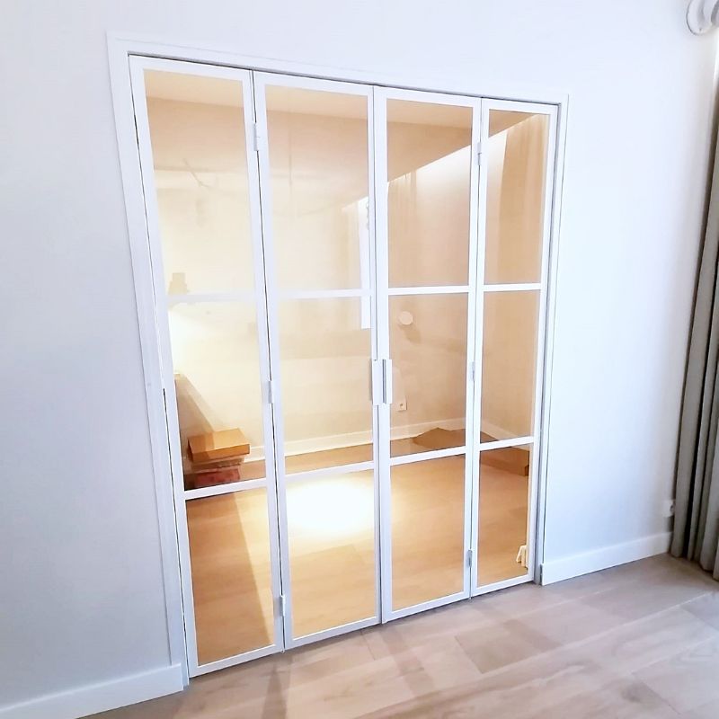 Drzwi loftowe harmonijkowe z bocznymi skrzydłami biernymi Drzwi loftowe harmonijkowe z bocznymi skrzydłami biernymi