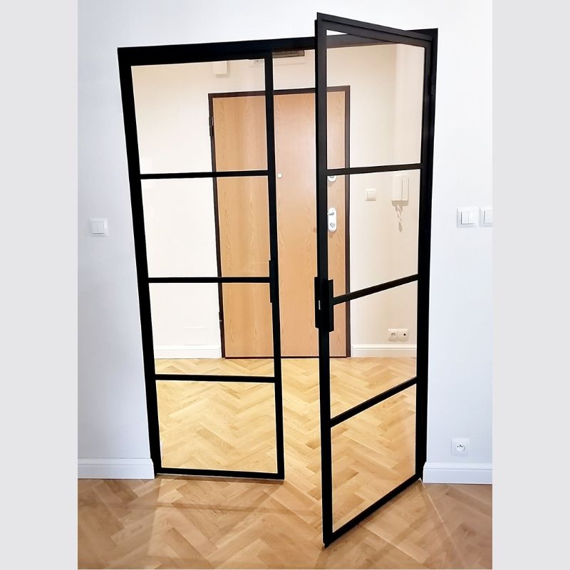 DRZWI LOFTOWE DWUSKRZYDŁOWE SYMETRYCZNE Z POZIOMYMI SZPROSAMI