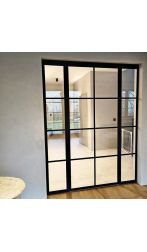 Drzwi uchylne loftowe z bocznymi ściankami – widok frontowy